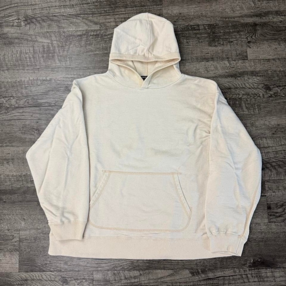 Vintage Polo Sport Ralph Lauren Cream Blank Boxy Hoodie XL